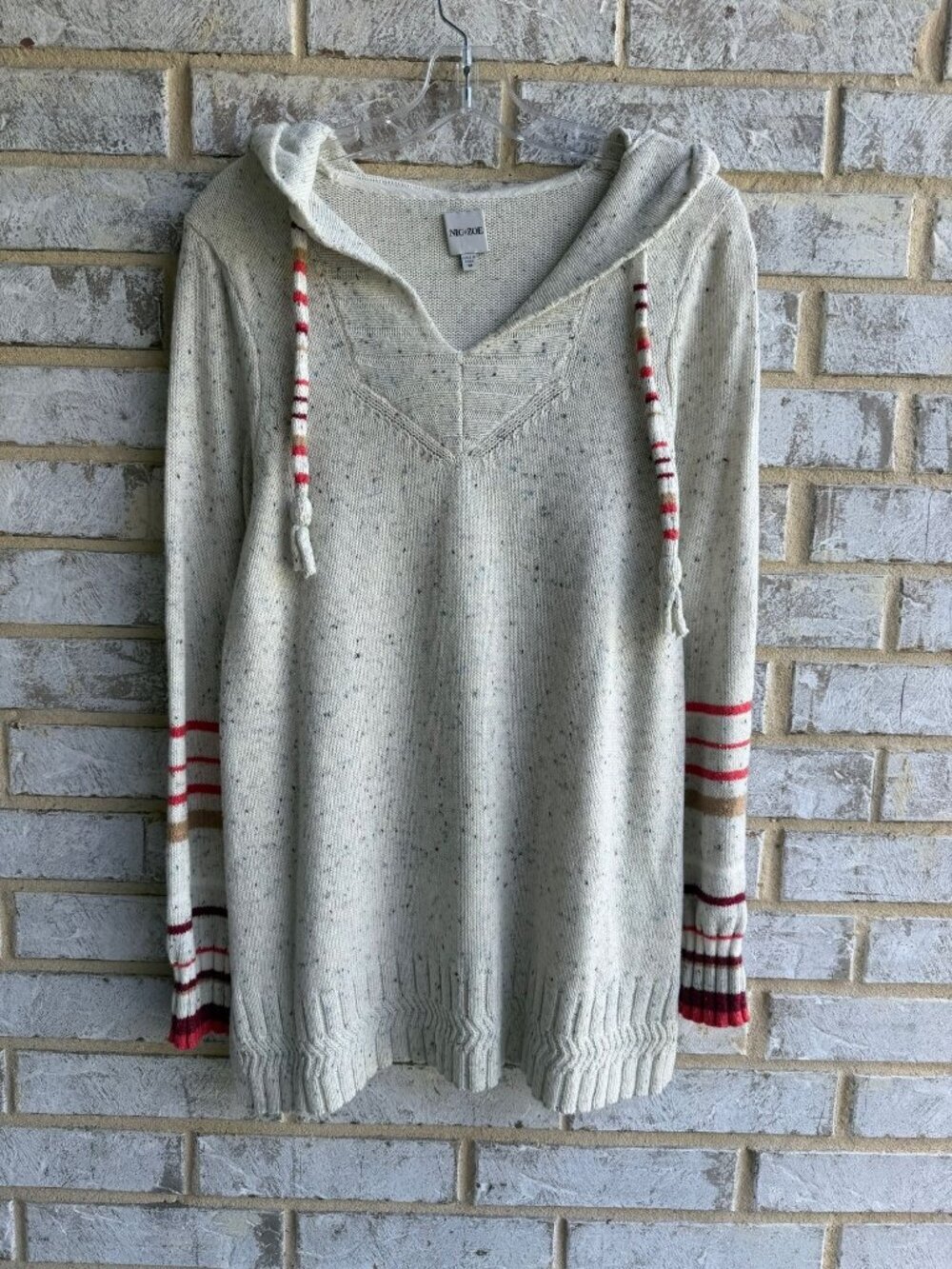 NIC+ZOE Long Sleeve Hooded Melange Winter Sunset Pullover Tunic Sweater Size M